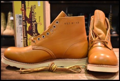 【9D 箱付 未使用 12年】レッドウィング 9871 ゴールドラセット アイリッシュセッター プレーントゥ 編み上げ ブーツ redwing HOPESMORE