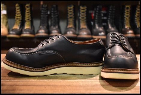 【7.5D 美品 10年】レッドウィング 8106 オックスフォード 黒 ブラッククローム モックトゥ ローカット ブーツ redwing HOPESMORE