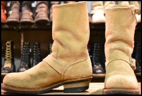 【7.5D 良品 PT99刺繍 ベルト位置低い】レッドウィング 8268 スエード エンジニア タン ラフアウト ベージュ ブーツ redwing HOPESMORE