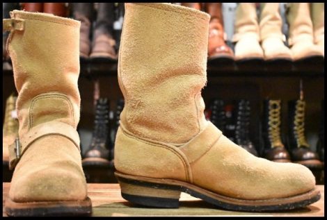 【7.5D 良品 PT99刺繍 ベルト位置低い】レッドウィング 8268 スエード エンジニア タン ラフアウト ベージュ ブーツ redwing HOPESMORE