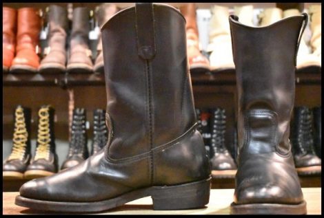 【9E 良品 10年】レッドウィング 8155 ペコス 黒 ブラッククローム プルオン ウエスタン ブーツ redwing pecos HOPESMORE