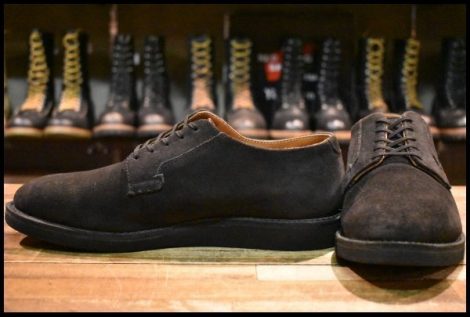 【10D 美品 18年】レッドウィング 9112 黒スエード ポストマン オックスフォード レースアップ ブラック ブーツ redwing HOPESMORE