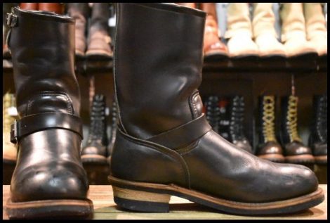 【9D 良品 PT91刺繍】レッドウィング 2268 エンジニア 黒 ブラッククローム スチールトゥ プルオン ブーツ redwing HOPESMORE