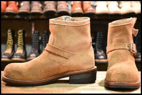 【9E 良品 黒タグ】Chippewa チペワ 91070 ショートスエード エンジニア 7インチハイト サンドスエード スチール ブーツ HOPESMORE