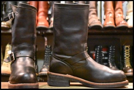 【8.5E 良品 黒タグ】Chippewa チペワ 1901M03 エンジニア 黒 ブラック ワールウィンド スチールトゥ ビブラム700 ブーツ HOPESMORE