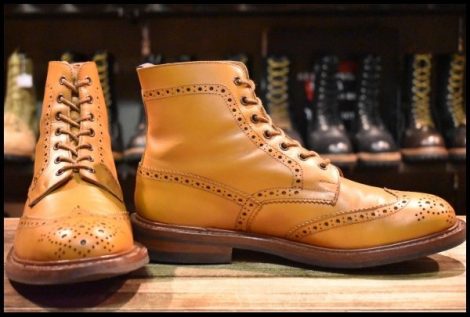 【UK9 箱付 良品】Tricker’s トリッカーズ 2508 MALTON モルトン エイコンアンティーク ウイングチップ カントリー ブーツ HOPESMORE