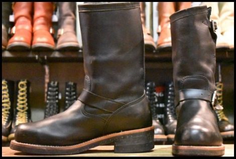 【8.5E 良品 黒タグ】Chippewa チペワ 1901M03 エンジニア 黒 ブラック ワールウィンド スチールトゥ ビブラム700 ブーツ HOPESMORE