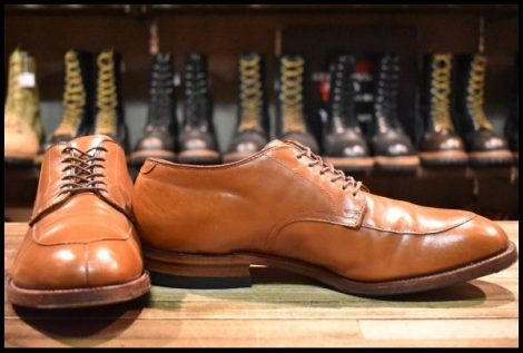 【9.5D 良品】ALDEN オールデン 54420 オックスフォード バーニッシュドカーフ Vチップ 茶 ダークタン レースアップ 短靴 ブーツ HOPESMORE