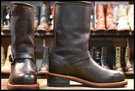 【7.5E 美品 白タグ】Chippewa チペワ 27899 エンジニア 黒 ブラック 11インチハイト スチールトゥ ブーツ HOPESMORE