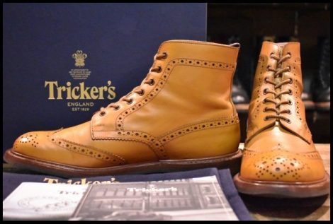 【UK9 箱付 良品】Tricker’s トリッカーズ 2508 MALTON モルトン エイコンアンティーク ウイングチップ カントリー ブーツ HOPESMORE