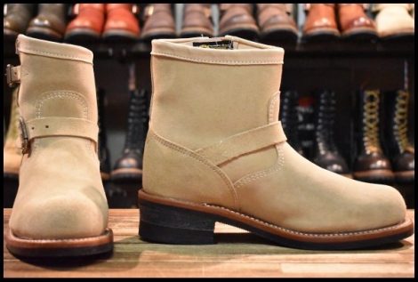 【8.5E 箱付 美品 黒タグ】Chippewa チペワ 91070 ショートスエード エンジニア 7インチハイト サンドスエード スチール ブーツ HOPESMORE