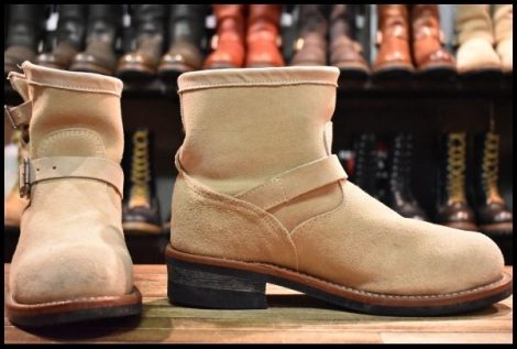 【9.5E 美品 黒タグ】Chippewa チペワ 91070 ショートスエード エンジニア 7インチハイト サンドスエード スチール ブーツ HOPESMORE