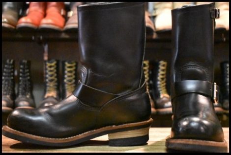 【8D 良品 17年】レッドウィング 2268 エンジニア 黒 ブラッククローム スチールトゥ プルオン ブーツ redwing HOPESMORE