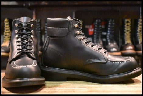 【7.5E 美品 23年】レッドウィング 8133 スーパーソール 黒 ブラッククローム モックトゥ 編み上げ ブーツ redwing HOPESMORE