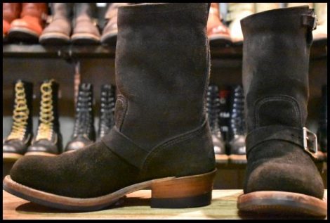 【9D 良品 10年 カスタム】レッドウィング 8274 黒スエード エンジニア ブラック ラフアウト スチールトゥ ブーツ redwing HOPESMORE