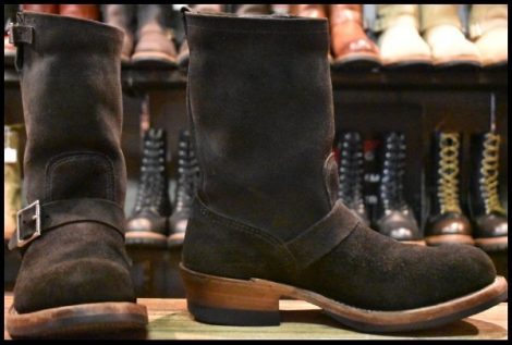 【9D 良品 10年 カスタム】レッドウィング 8274 黒スエード エンジニア ブラック ラフアウト スチールトゥ ブーツ redwing HOPESMORE