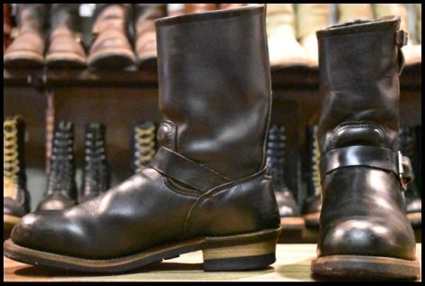 【9D 良品 PT91プリント 95年】レッドウィング 2268 エンジニア ブラッククローム スチールトゥ プルオン ブーツ redwing HOPESMORE