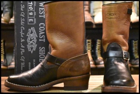 【8E 箱付 良品 15年】WESCO ウエスコ ナローボス 7710 ホースハイド エンジニア ブラック×ブラウン ツートン ブーツ BOSS HOPESMORE