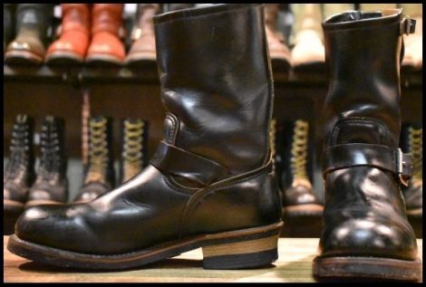 【9D 良品 PT91刺繍 98年】レッドウィング 2268 エンジニア 黒 ブラッククローム スチールトゥ プルオン ブーツ redwing HOPESMORE