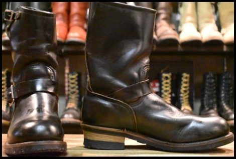 【9D 良品 PT91刺繍 98年】レッドウィング 2268 エンジニア 黒 ブラッククローム スチールトゥ プルオン ブーツ redwing HOPESMORE