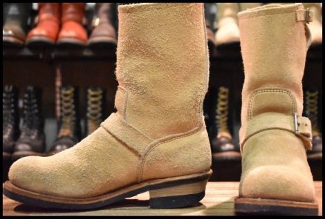 【8.5D 箱付 良品 PT99刺繍 ベルト位置低い】レッドウィング 8268 スエード エンジニア タン ラフアウト ブーツ redwing HOPESMORE