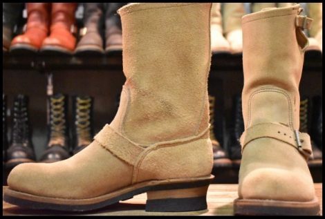【7D 良品 PT83 縦羽タグ 85年】レッドウィング 8268 スエード エンジニア タンラフアウト ベージュ ブーツ redwing HOPESMORE