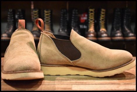 【7.5E 良品 90’S】レッドウィング 8148 スエード サイドゴア タン ラフアウト ローカット 短靴 ベージュ ブーツ redwing HOPESMORE