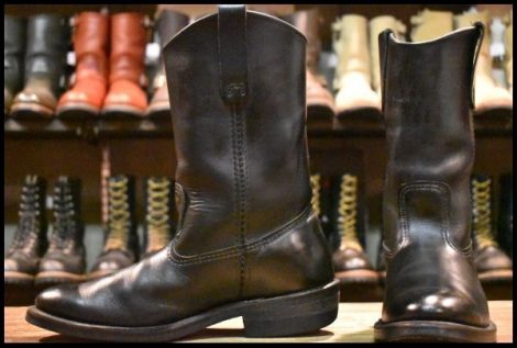 【8E 良品 11年】レッドウィング 8155 ペコス 黒 ブラッククローム プルオン ブーツ redwing pecos HOPESMORE