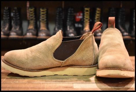 【7.5E 良品 90’S】レッドウィング 8148 スエード サイドゴア タン ラフアウト ローカット 短靴 ベージュ ブーツ redwing HOPESMORE