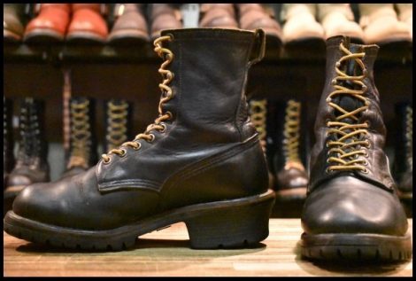 【7E? 中古 旧羽タグ 88年5月刻印】レッドウィング 699 ロガー 黒 ブラック ロング ビンテージ ブーツ redwing 2218 HOPESMORE