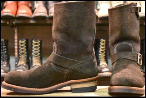 【9D 良品 10年】レッドウィング 8274 黒スエード エンジニア ブラック ラフアウト スチールトゥ プルオン ブーツ redwing HOPESMORE
