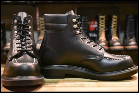 【6.5E 美品 23年】レッドウィング 8133 スーパーソール 黒 ブラッククローム モックトゥ 編み上げ ブーツ redwing HOPESMORE