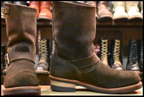 【9D 良品 10年】レッドウィング 8274 黒スエード エンジニア ブラック ラフアウト スチールトゥ プルオン ブーツ redwing HOPESMORE