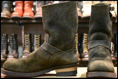 【8.5D 良品 BEAMS別注 PT99プリント 03年】レッドウィング 8274 黒スエード エンジニア ラフアウト ブーツ redwing HOPESMORE