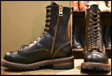 【US7 箱付 美品】SPPN SP-08L（T）8-inch lace boots 8インチ レースアップ ブーツ サイドジップ ロガー HOPESMORE