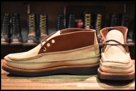 【8E 未使用】RUSSELL MOCCASIN ラッセルモカシン スポーティングクレーチャッカ バーラップ×ブラウン ビブラム2060 ブーツ HOPESMORE