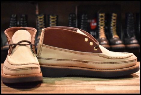 【8E 未使用】RUSSELL MOCCASIN ラッセルモカシン スポーティングクレーチャッカ バーラップ×ブラウン ビブラム2060 ブーツ HOPESMORE