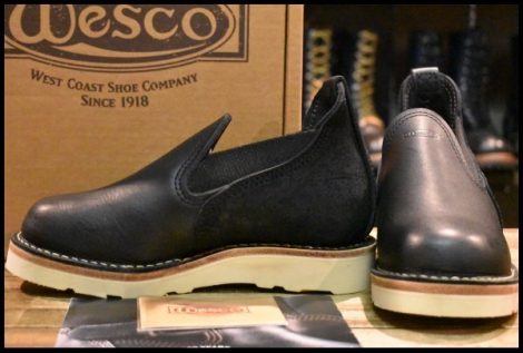 【4D 箱付 未使用】WESCO ウエスコ カスタムロメオ ブラック×ブラックラフアウト 黒 ラプターソール サイドゴア 短靴 ブーツ HOPESMORE
