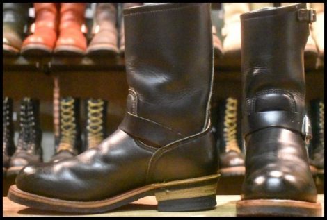 【7.5D 良品 PT91刺繍】レッドウィング 2268 エンジニア 黒 ブラッククローム スチールトゥ プルオン ブーツ redwing HOPESMORE