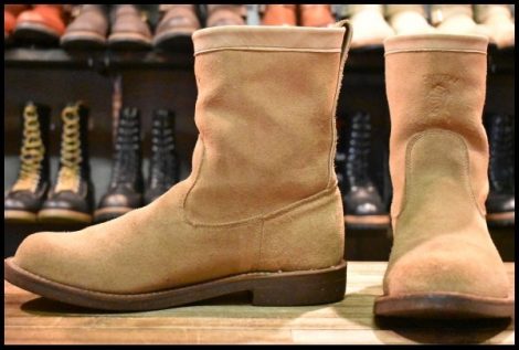 【10D 良品 黒タグ】Chippewa チペワ 91097 ビンテージウェリントンブーツ プルオン サンドスエード ラフアウト ベージュ HOPESMORE