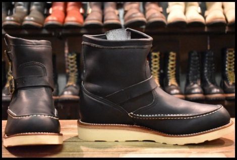 【10E 箱付 美品 黒タグ】Chippewa チペワ ショートモックエンジニア 97879 ブラック 黒 ハイランダー ビブラム4014 ブーツ HOPESMORE