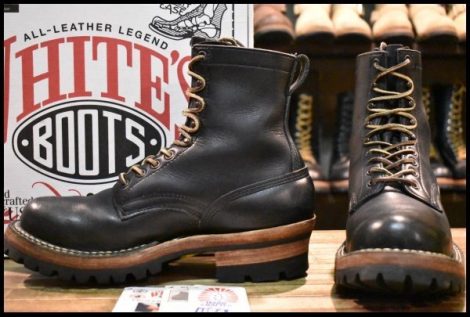 【9E 箱付 美品】WHITE’S ホワイツ スモークジャンパー 375V ブラックブ レザーライニング ビブラム100ダブル ブーツ HOPESMORE