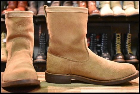 【10D 良品 黒タグ】Chippewa チペワ 91097 ビンテージウェリントンブーツ プルオン サンドスエード ラフアウト ベージュ HOPESMORE