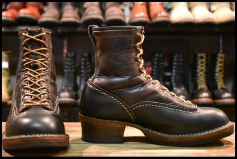 【8D 良品 06年】WESCO ウエスコ ジョブマスターキング ブラック ホースハイド 黒 ビブラム705ブラウン 編み上げ LTT ブーツ HOPESMORE