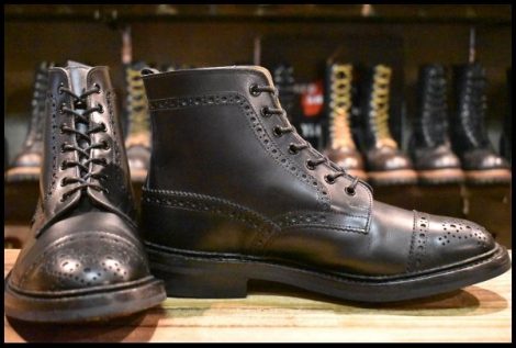 【UK8.5 美品】Tricker’s トリッカーズ M7046 イートン カントリーブーツ ブラック 黒 ストレートチップ メダリオントゥ HOPESMORE