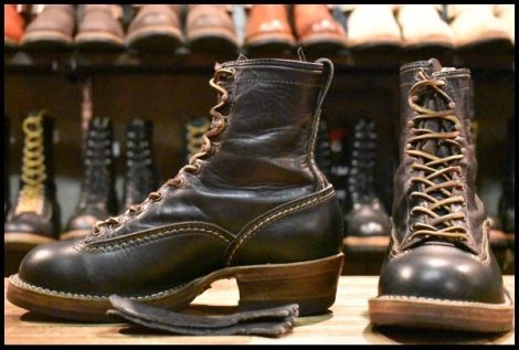 【7D 良品 06年】WESCO ウエスコ ジョブマスターキング ブラック ホースハイド 黒 ビブラム705ブラウン 編み上げ LTT ブーツ HOPESMORE