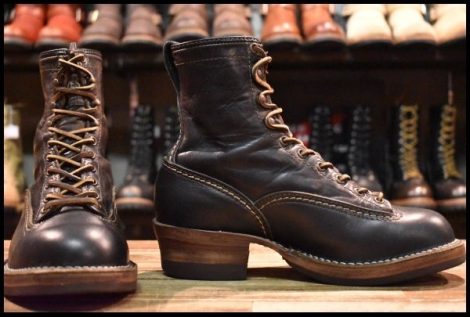 【7D 良品 06年】WESCO ウエスコ ジョブマスターキング ブラック ホースハイド 黒 ビブラム705ブラウン 編み上げ LTT ブーツ HOPESMORE
