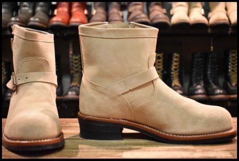 【10E 箱付 美品 白タグ】Chippewa チペワ 91070 ショートスエード エンジニア 7インチハイト サンドスエード スチール ブーツ HOPESMORE