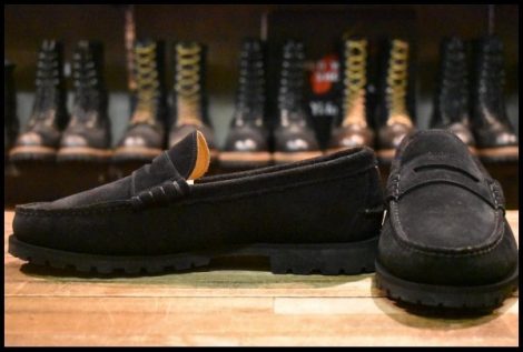 【UK9 美品】Paraboot パラブーツ コインローファー ブラックスエード アローズ別注 1121 ブーツ 短靴 HOPESMORE