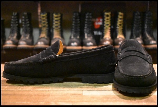 【UK9 美品】Paraboot パラブーツ コインローファー ブラックスエード アローズ別注 1121 ブーツ 短靴 HOPESMORE